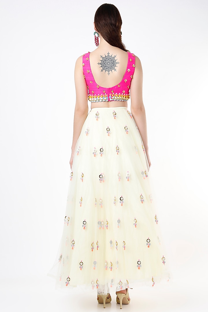 White Embellished Bridal Lehenga Set by Papa Don't Preach by Shubhika at Pernia's Pop Up Shop