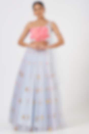 Powder Blue Embroidered Bridal Lehenga Set by Papa Don't Preach by Shubhika at Pernia's Pop Up Shop