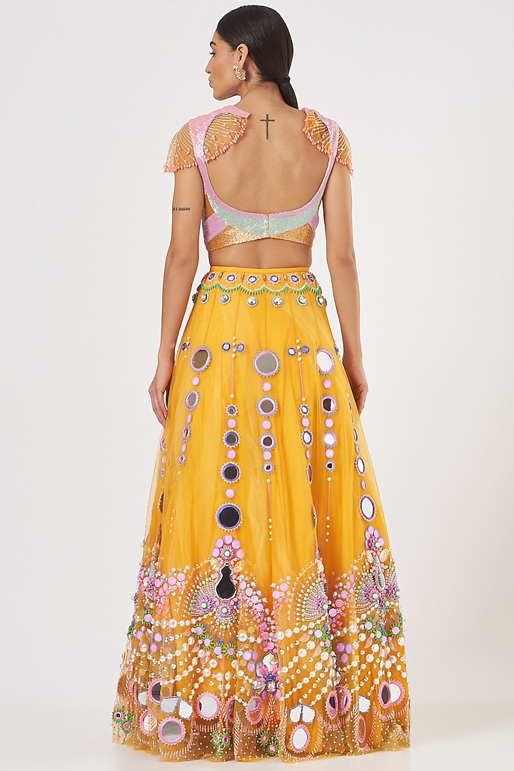 Yellow Embroidered Bridal Lehenga Set by Papa Don't Preach by Shubhika at Pernia's Pop Up Shop