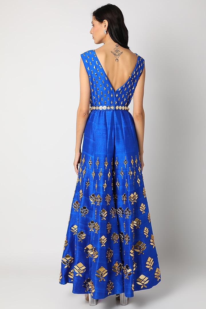 Electric Blue Embellished Jumpsuit by Papa Don'T Preach By Shubhika at Pernia's Pop Up Shop