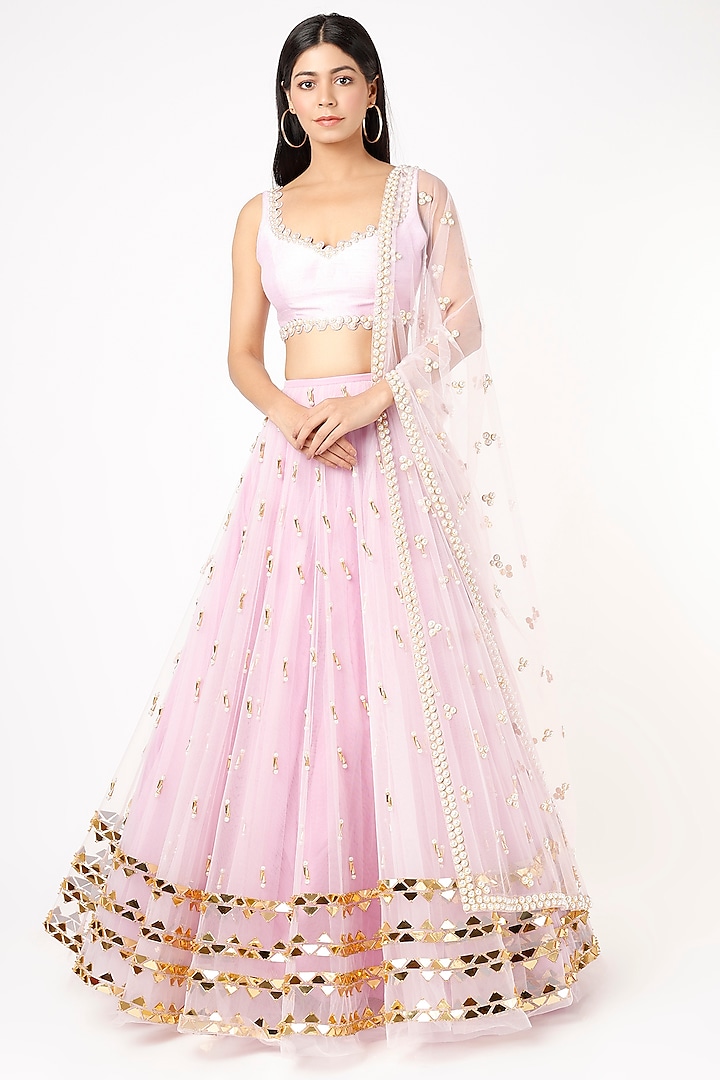 Lilac Embroidered Wedding Lehenga Set by Papa Don't Preach by Shubhika at Pernia's Pop Up Shop