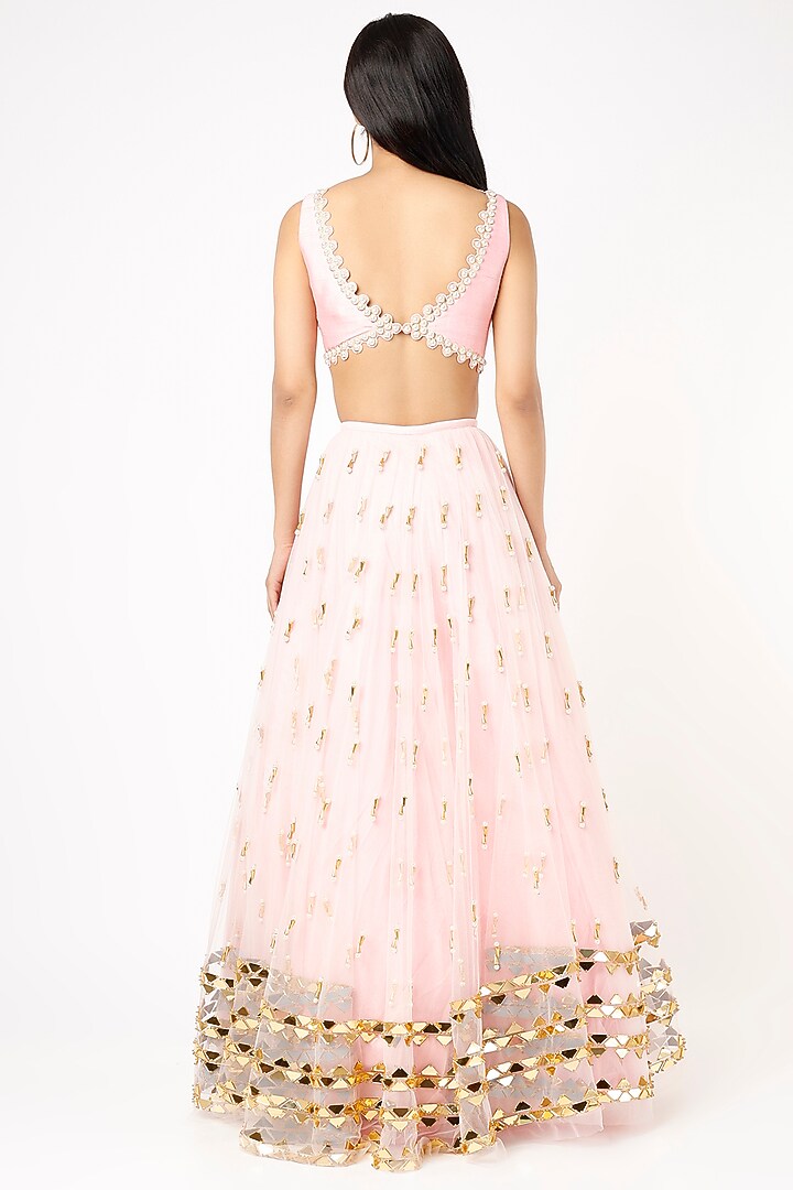Baby Pink Embroidered Wedding Lehenga Set by Papa Don't Preach by Shubhika at Pernia's Pop Up Shop