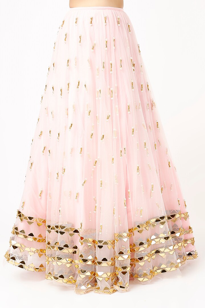 Baby Pink Embroidered Wedding Lehenga Set by Papa Don't Preach by Shubhika at Pernia's Pop Up Shop