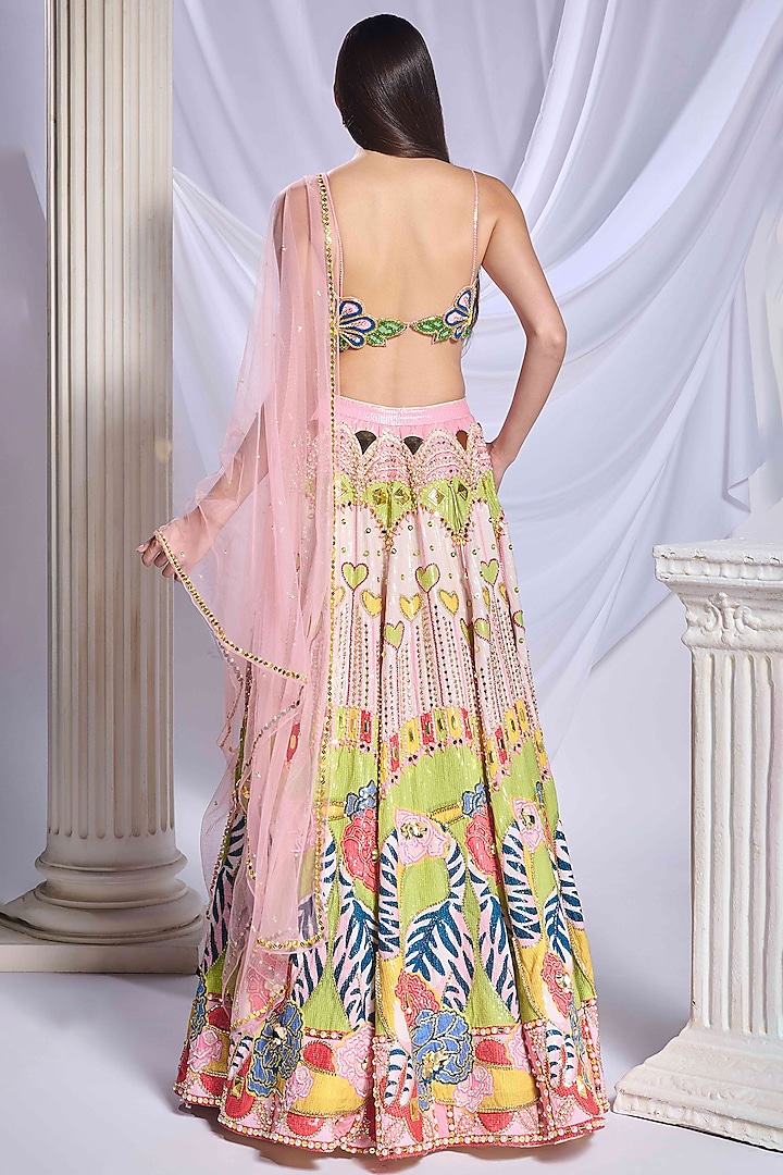 Multi-Colored Sequins Printed & Embroidered Bridal Lehenga Set by Papa Don't Preach by Shubhika at Pernia's Pop Up Shop