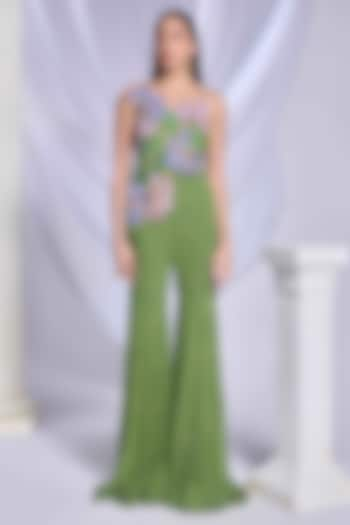 Moss Green Georgette Gharara Set by Papa Don't Preach by Shubhika at Pernia's Pop Up Shop