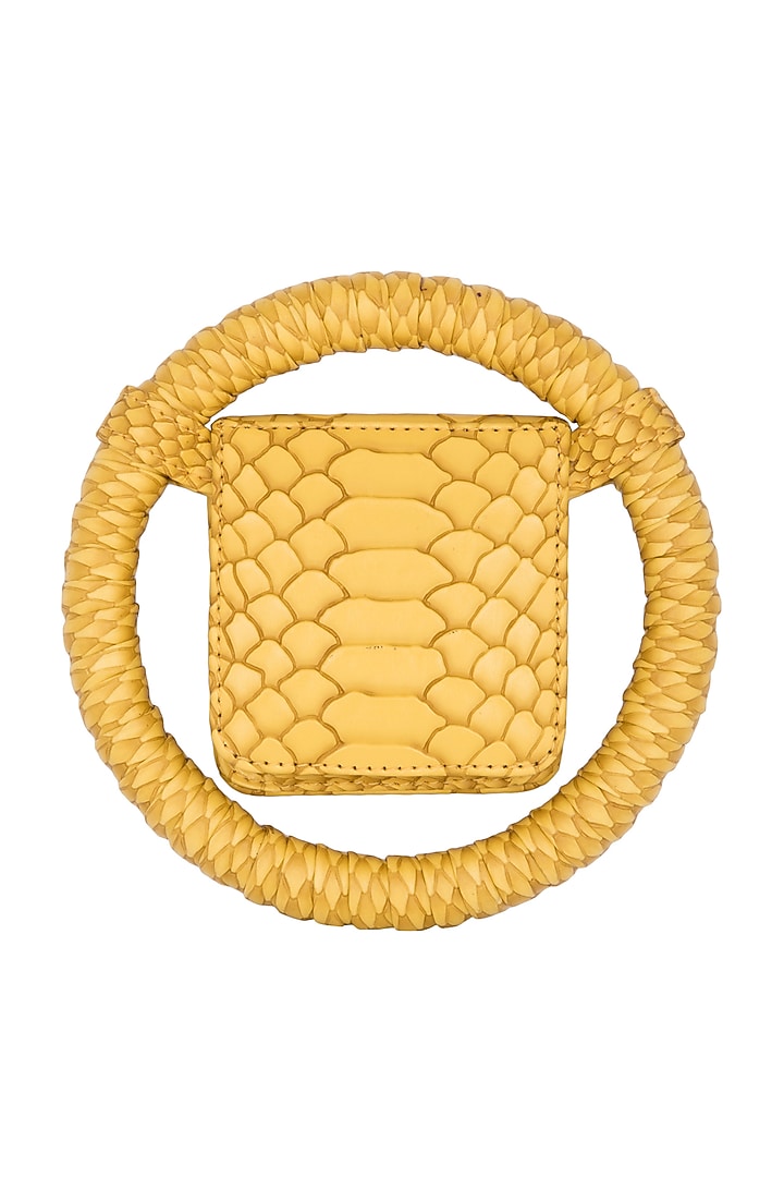 Yellow Embroidered Circular Minaudiere Bag by Papa don't preach by Shubhika Accessories at Pernia's Pop Up Shop