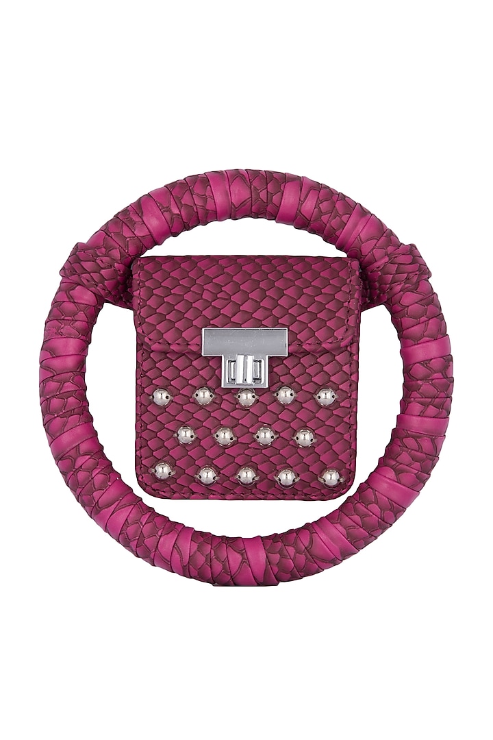 Purple Embroidered Circular Minaudiere Bag by Papa don't preach by Shubhika Accessories