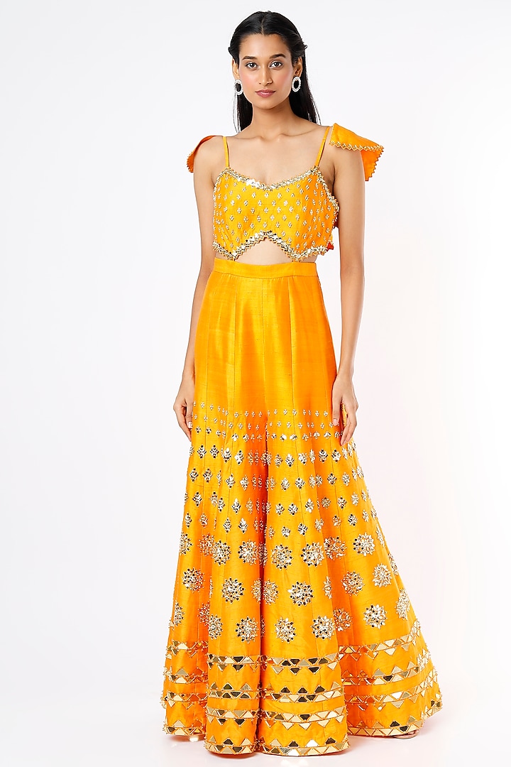 Mustard Yellow Embellished Jumpsuit by Papa Don't Preach by Shubhika