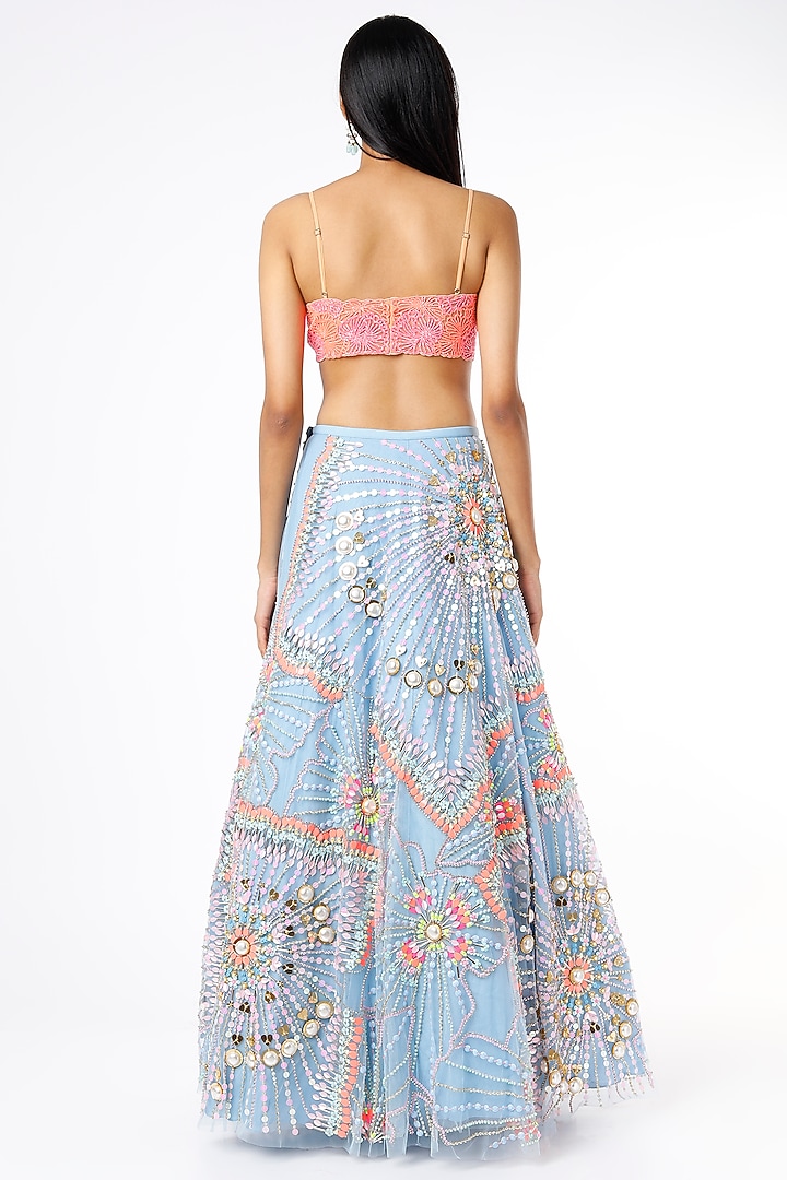 Powder Blue Embroidered Bridal Lehenga Set by Papa Don't Preach by Shubhika at Pernia's Pop Up Shop