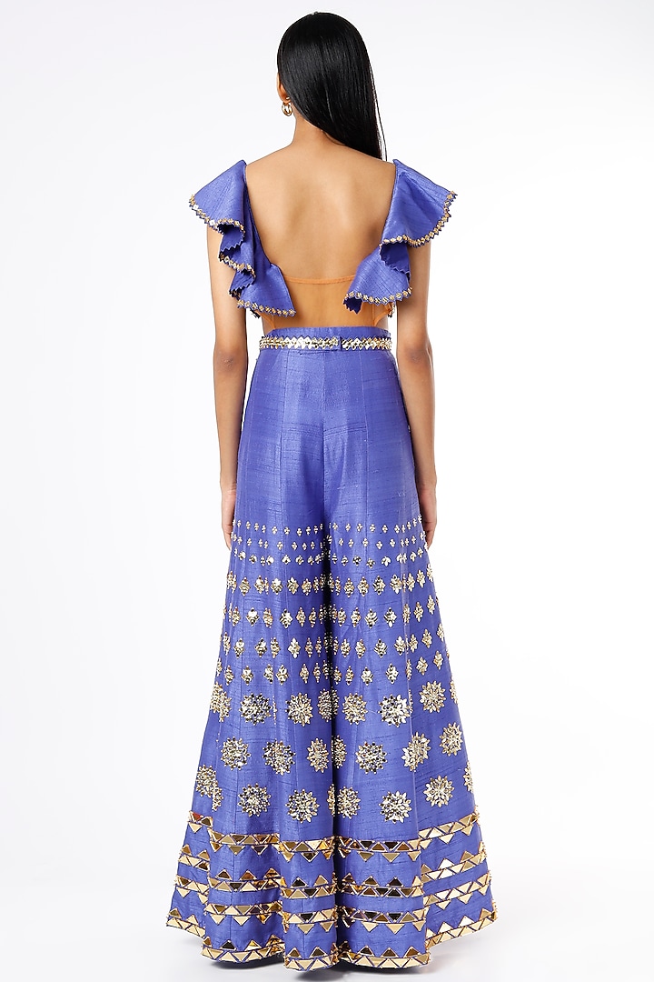 Blue Embellished Jumpsuit by Papa Don't Preach by Shubhika at Pernia's Pop Up Shop