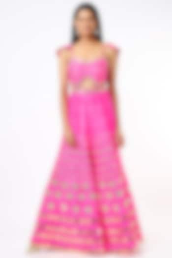 Hot Pink Embroidered Jumpsuit by Papa Don't Preach by Shubhika