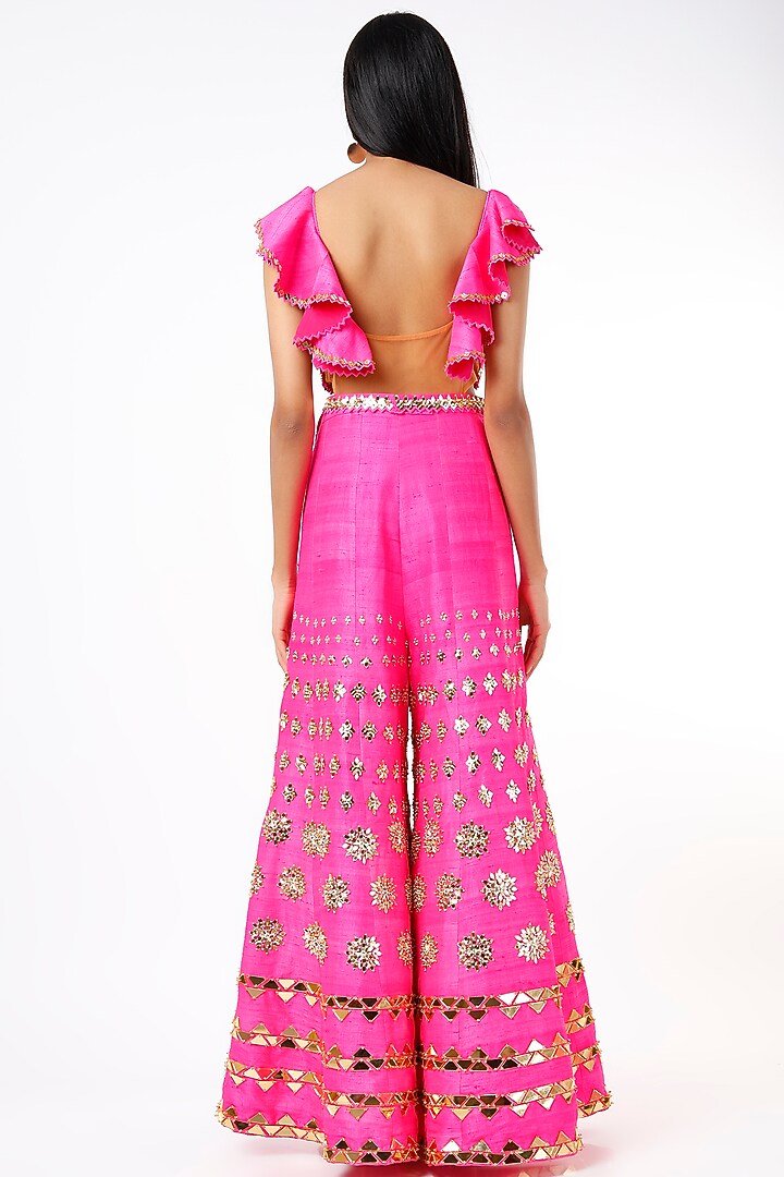 Hot Pink Embroidered Jumpsuit by Papa Don't Preach by Shubhika at Pernia's Pop Up Shop