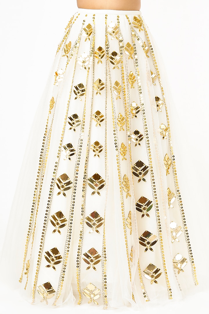 Ivory Embroidered Bridal Lehenga Set by Papa Don't Preach by Shubhika at Pernia's Pop Up Shop
