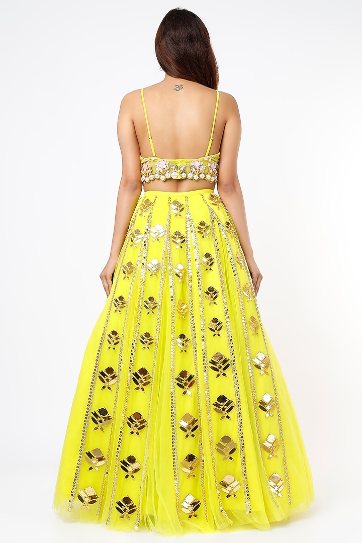 Lime Green Embroidered Bridal Lehenga Set by Papa Don't Preach by Shubhika at Pernia's Pop Up Shop