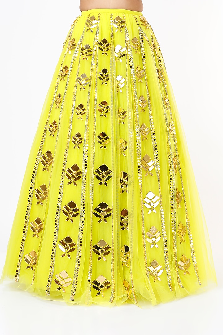 Lime Green Embroidered Bridal Lehenga Set by Papa Don't Preach by Shubhika at Pernia's Pop Up Shop