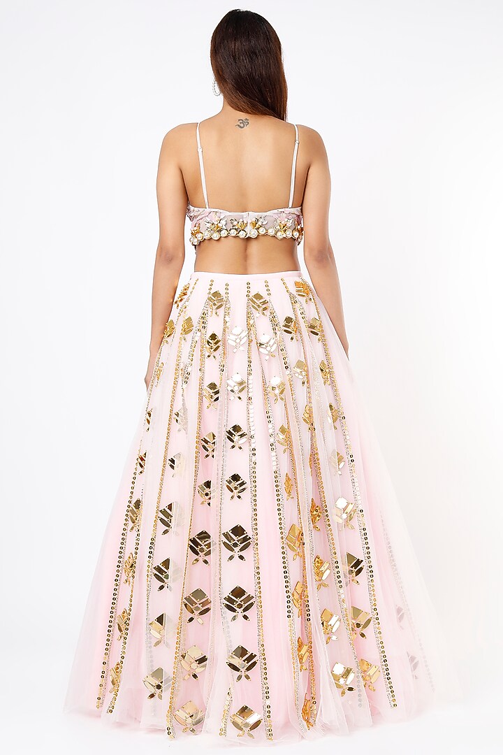 Peach Embroidered Bridal Lehenga Set by Papa Don't Preach by Shubhika at Pernia's Pop Up Shop