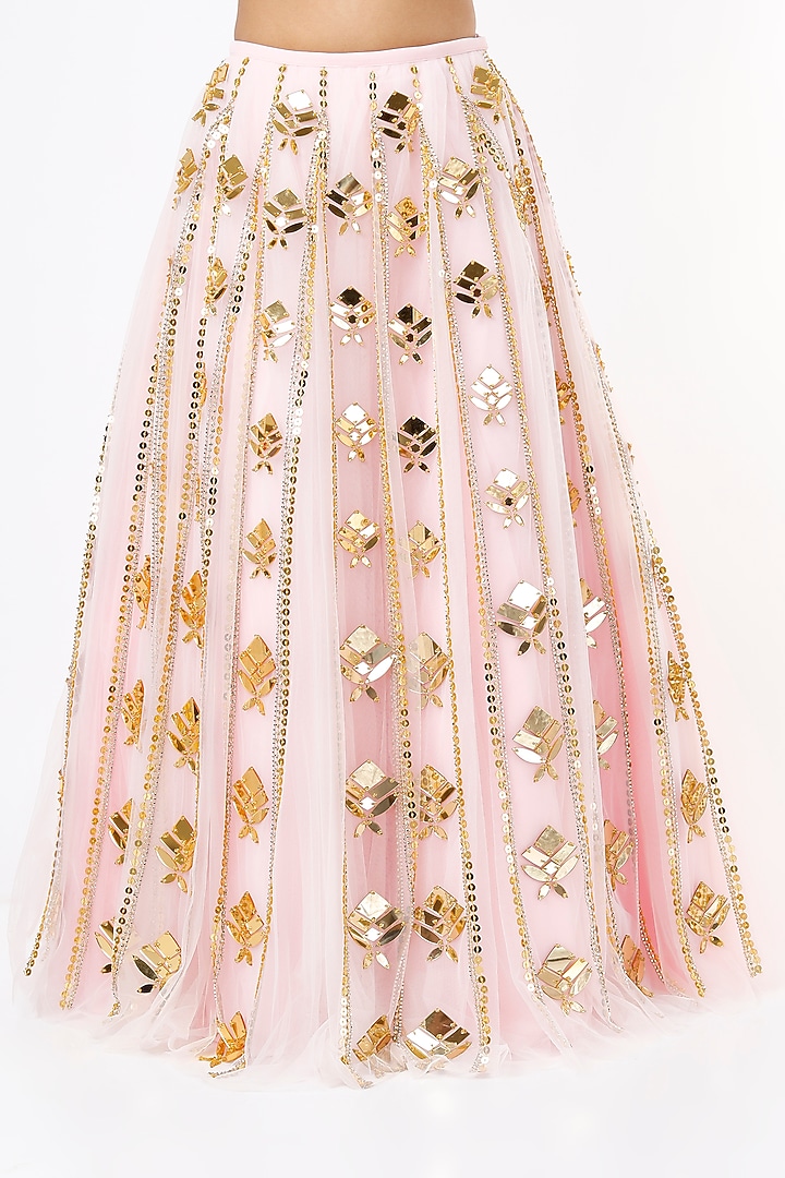 Peach Embroidered Bridal Lehenga Set by Papa Don't Preach by Shubhika at Pernia's Pop Up Shop
