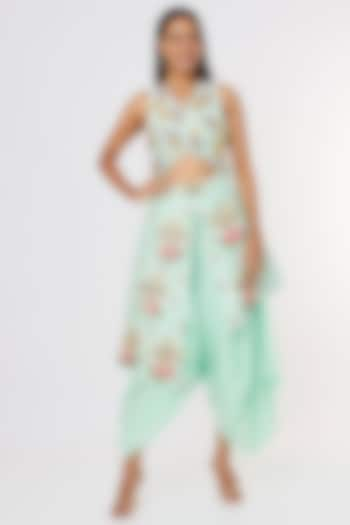 Mint Green Raw Silk Jumpsuit by Papa Don't Preach by Shubhika at Pernia's Pop Up Shop