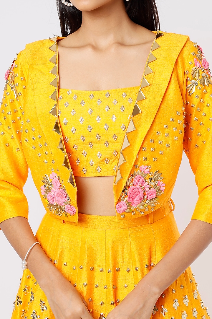 Yellow Embellished Bridal Lehenga Set by Papa Don't Preach by Shubhika at Pernia's Pop Up Shop