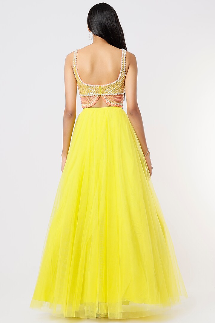 Lime Yellow Embellished Bridal Lehenga Set by Papa Don't Preach by Shubhika at Pernia's Pop Up Shop