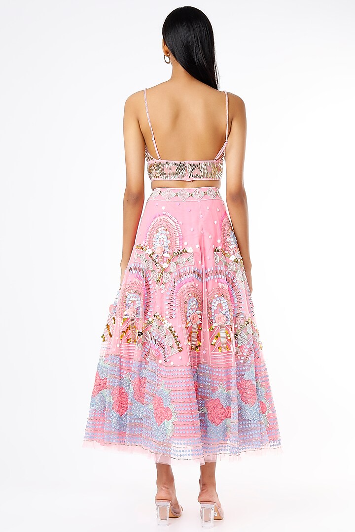 Pink Embellished Short Bridal Lehenga Set by Papa Don't Preach by Shubhika at Pernia's Pop Up Shop