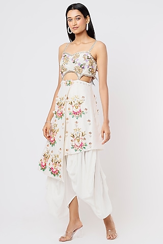 Ivory Embellished Dhoti Jumpsuit by Papa Don't Preach by Shubhika