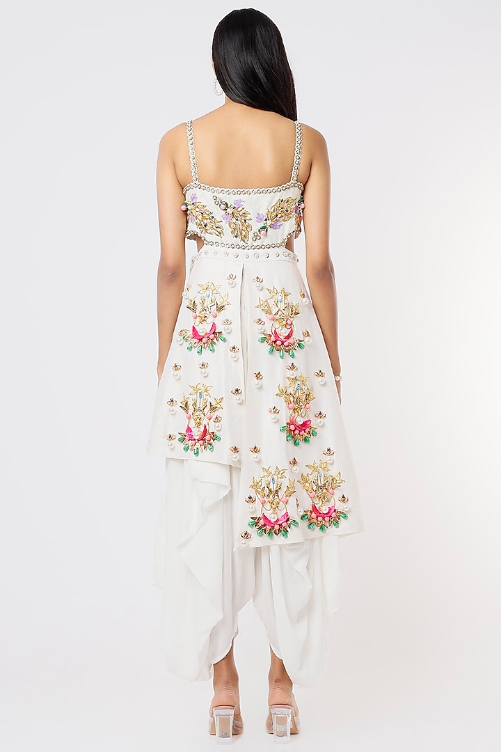 Ivory Embellished Dhoti Jumpsuit by Papa Don't Preach by Shubhika at Pernia's Pop Up Shop