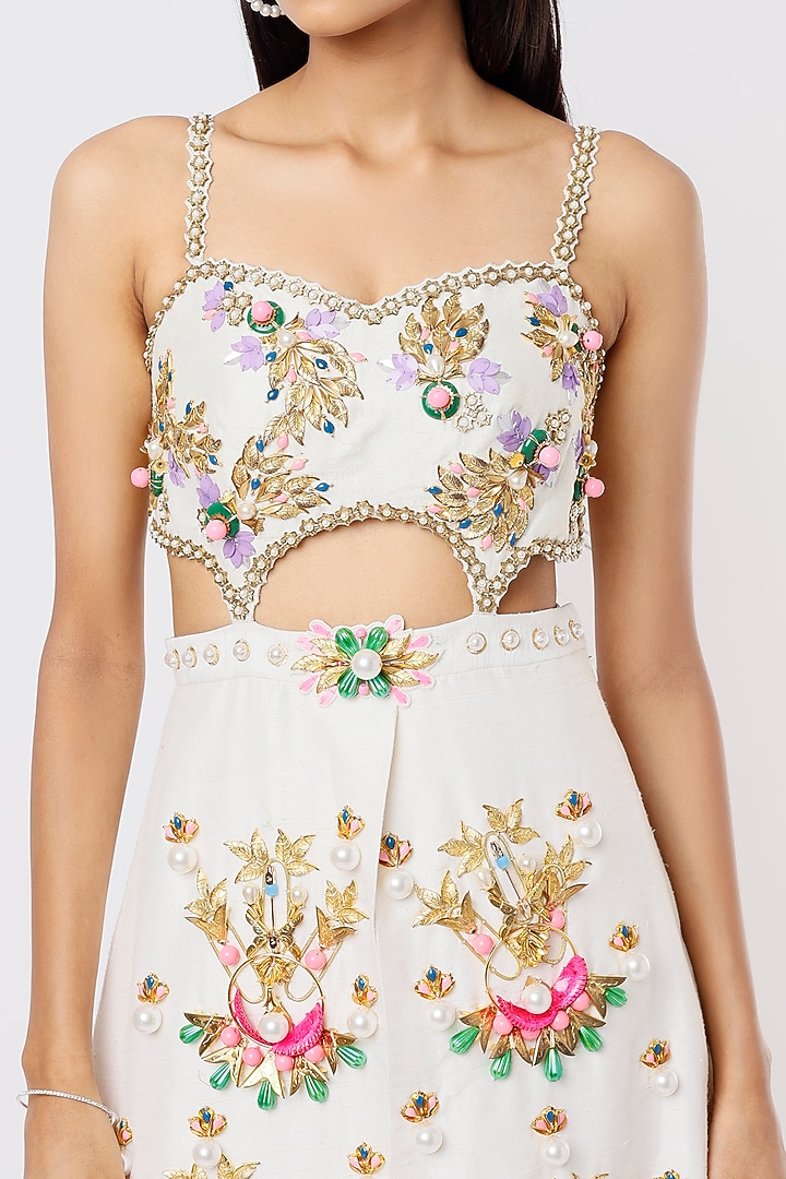 Ivory Embellished Dhoti Jumpsuit by Papa Don't Preach by Shubhika at Pernia's Pop Up Shop