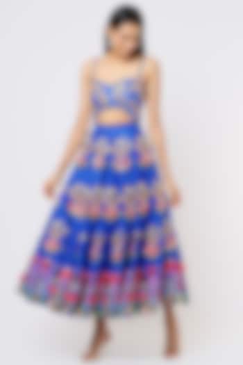 Electric Blue Embroidered Bridal Lehenga Set by Papa Don't Preach by Shubhika at Pernia's Pop Up Shop