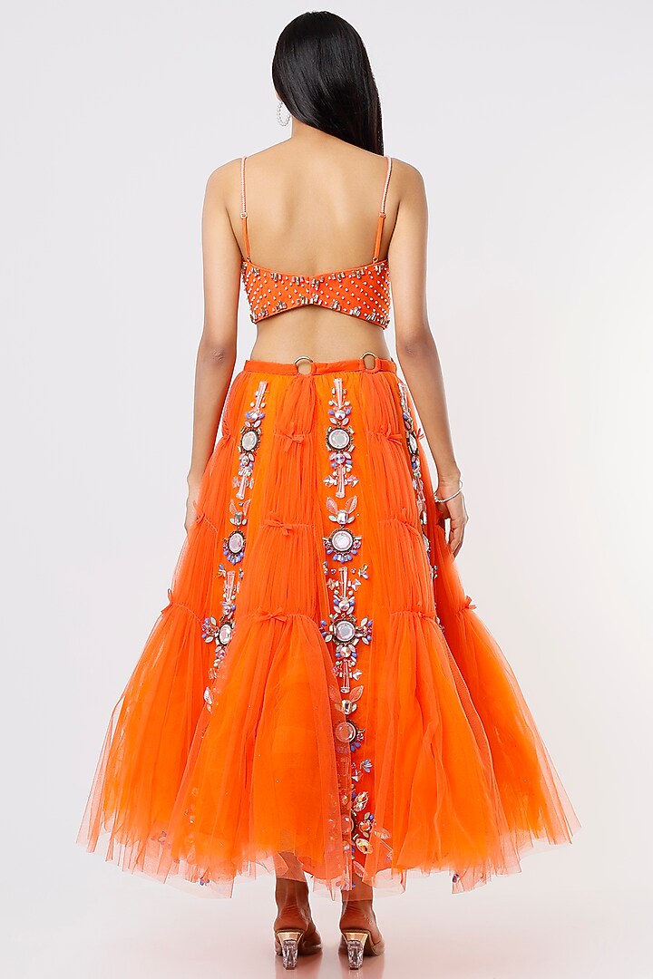 Orange Embellished Bridal Lehenga Set by Papa Don't Preach by Shubhika at Pernia's Pop Up Shop