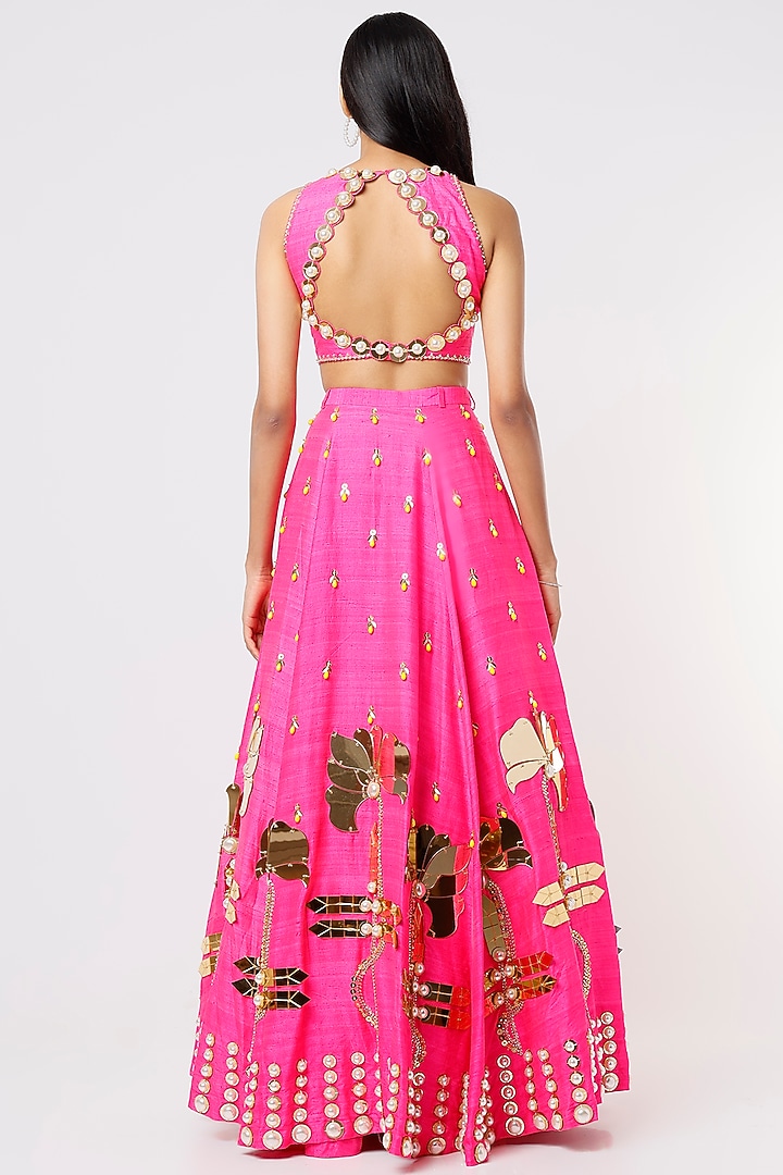Hot Pink Embellished Bridal Lehenga Set by Papa Don't Preach by Shubhika at Pernia's Pop Up Shop