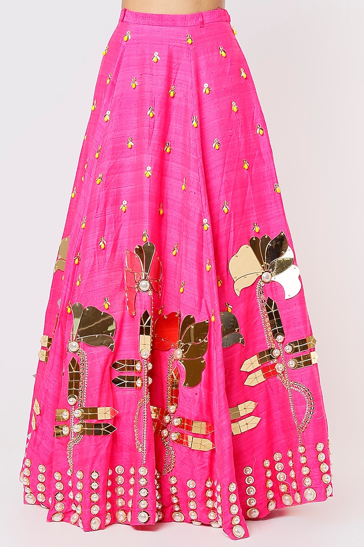Hot Pink Embellished Bridal Lehenga Set by Papa Don't Preach by Shubhika at Pernia's Pop Up Shop