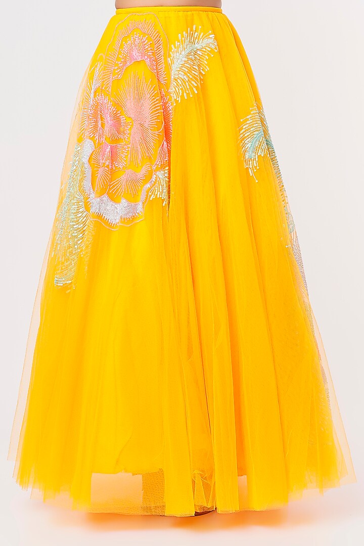 Mango Yellow Embroidered Bridal Lehenga Set by Papa Don't Preach by Shubhika at Pernia's Pop Up Shop