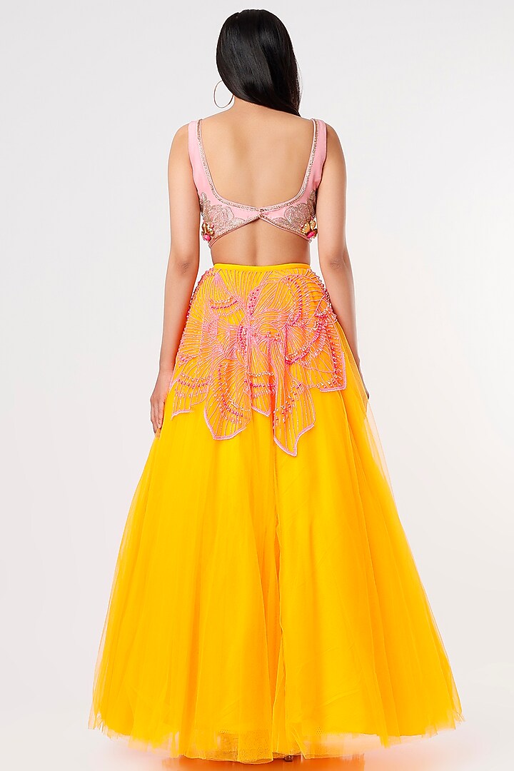 Mango Yellow Shaded Embroidered Bridal Lehenga Set by Papa Don't Preach by Shubhika at Pernia's Pop Up Shop