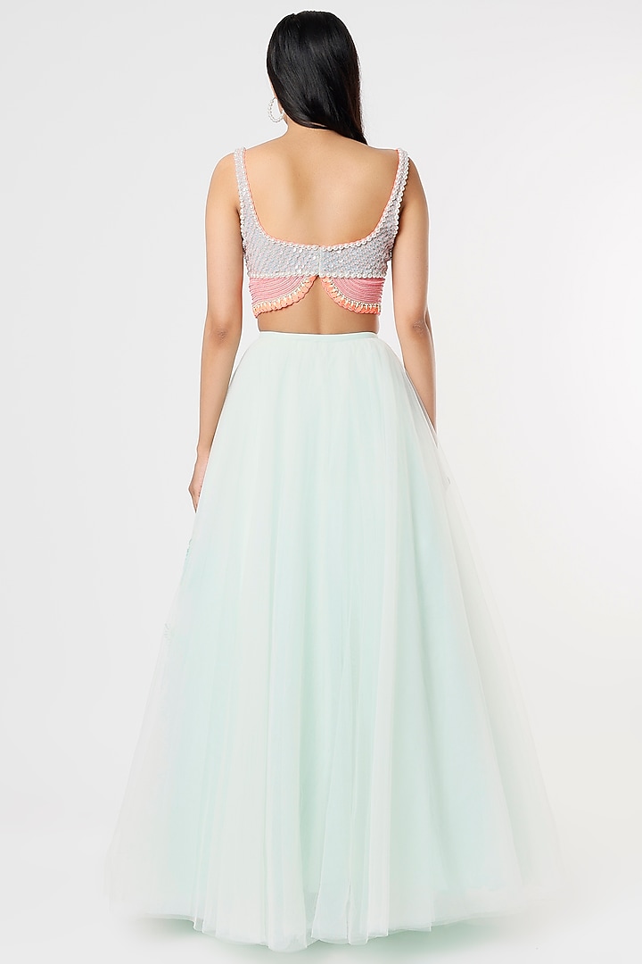 Mint Green Embroidered Bridal Lehenga Set by Papa Don't Preach by Shubhika at Pernia's Pop Up Shop