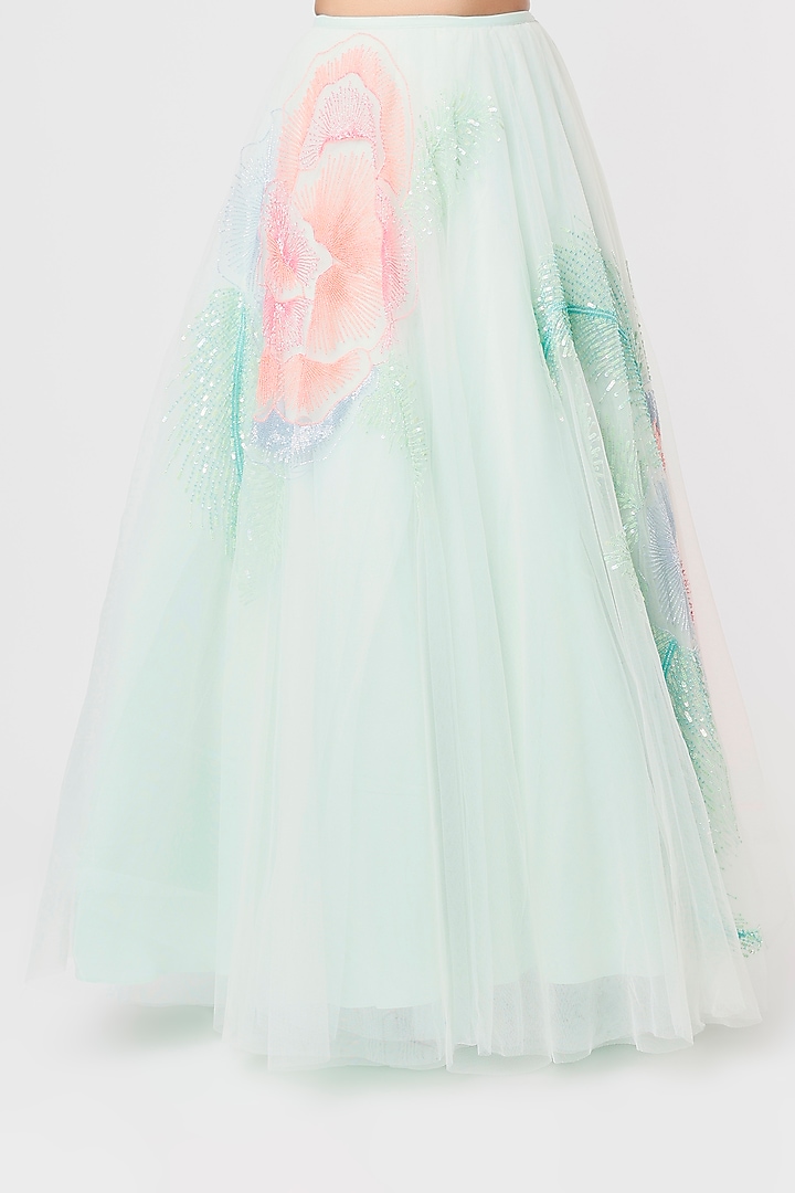 Mint Green Embroidered Bridal Lehenga Set by Papa Don't Preach by Shubhika at Pernia's Pop Up Shop