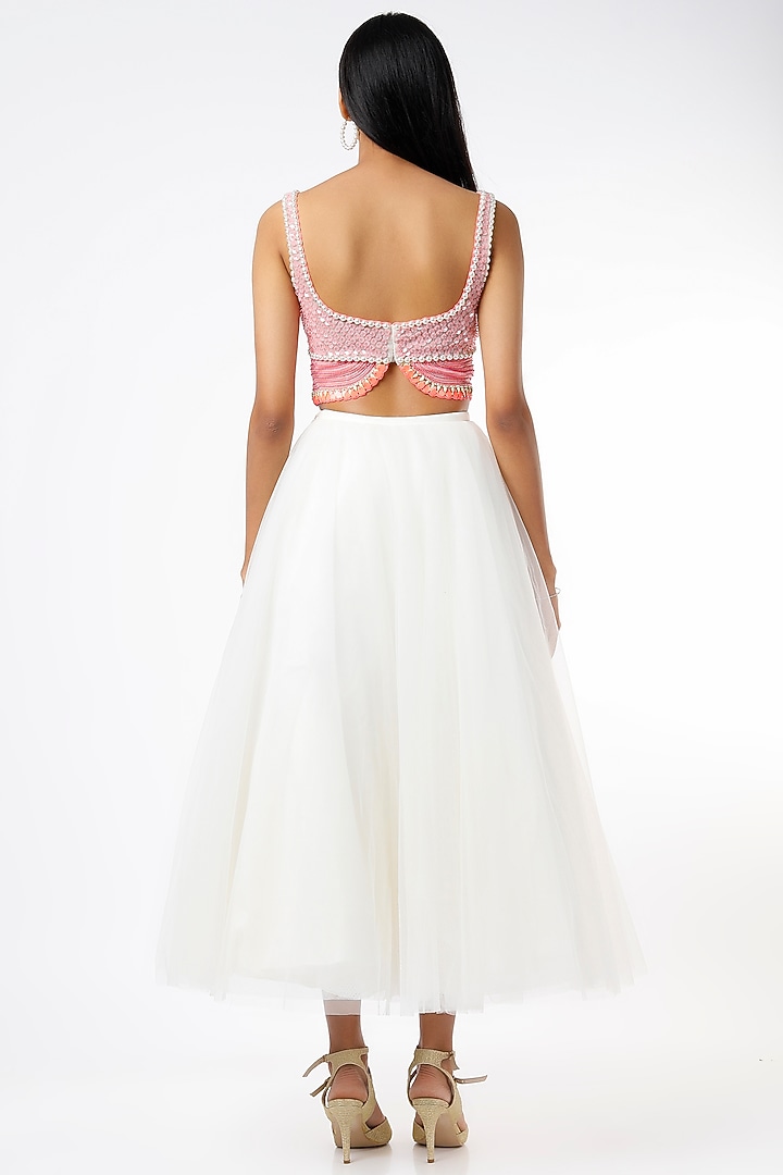 Ivory Sequins Embellished Half Wedding Lehenga Set by Papa Don't Preach by Shubhika at Pernia's Pop Up Shop
