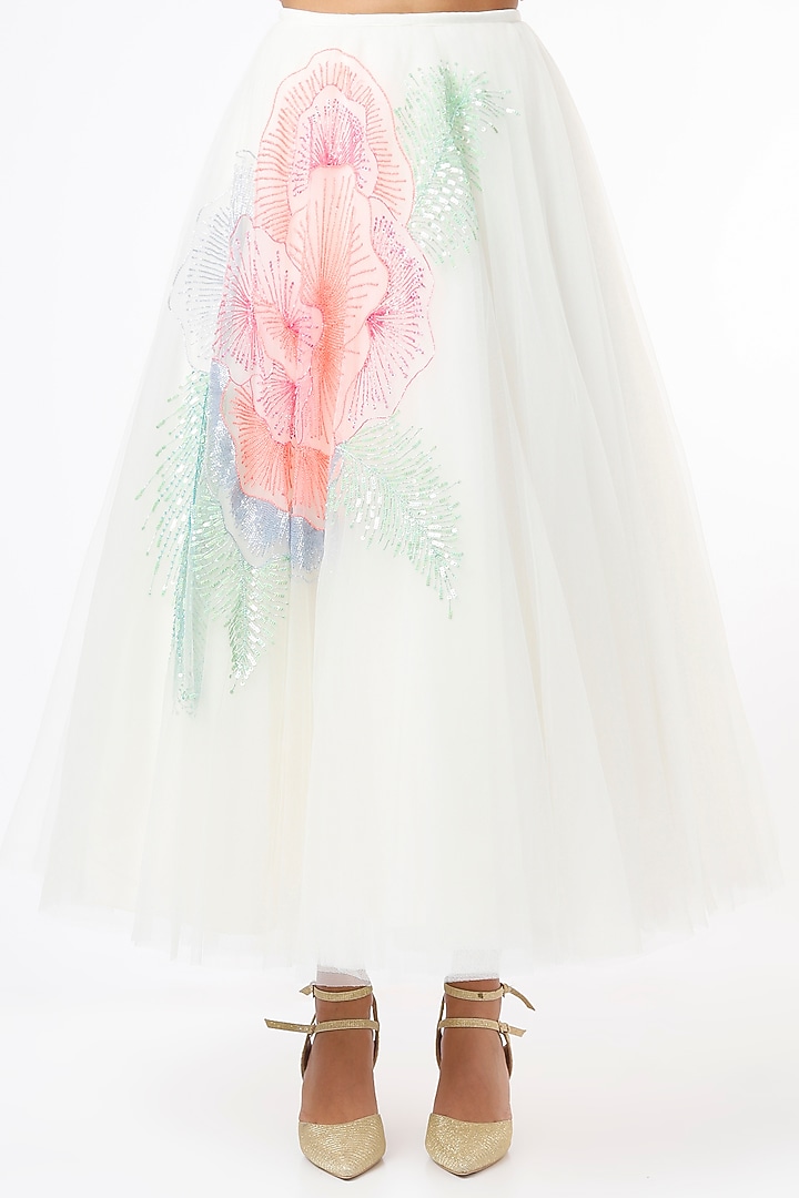 Ivory Sequins Embellished Half Wedding Lehenga Set by Papa Don't Preach by Shubhika at Pernia's Pop Up Shop