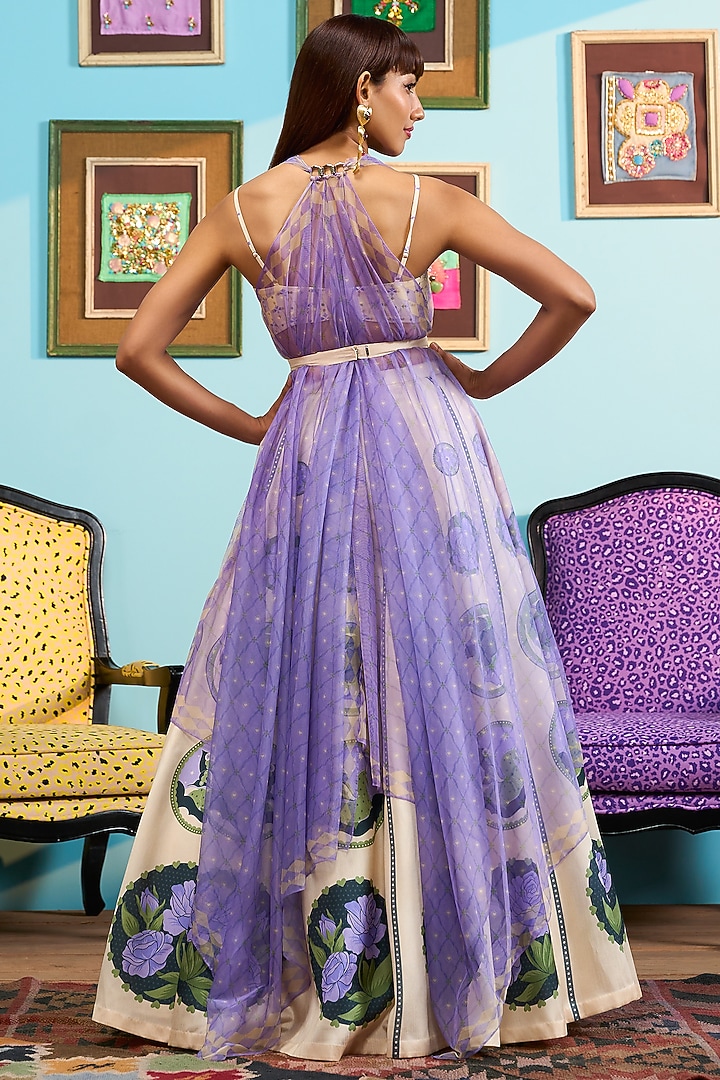 Ivory Raw Silk Printed Jacket Wedding Lehenga Set by PAPA DONT PREACH PRET at Pernia's Pop Up Shop