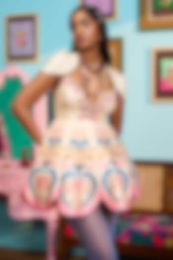 Ivory Raw Silk Sequins Embroidered Mini Party Wear Dress by PAPA DONT PREACH PRET at Pernia's Pop Up Shop