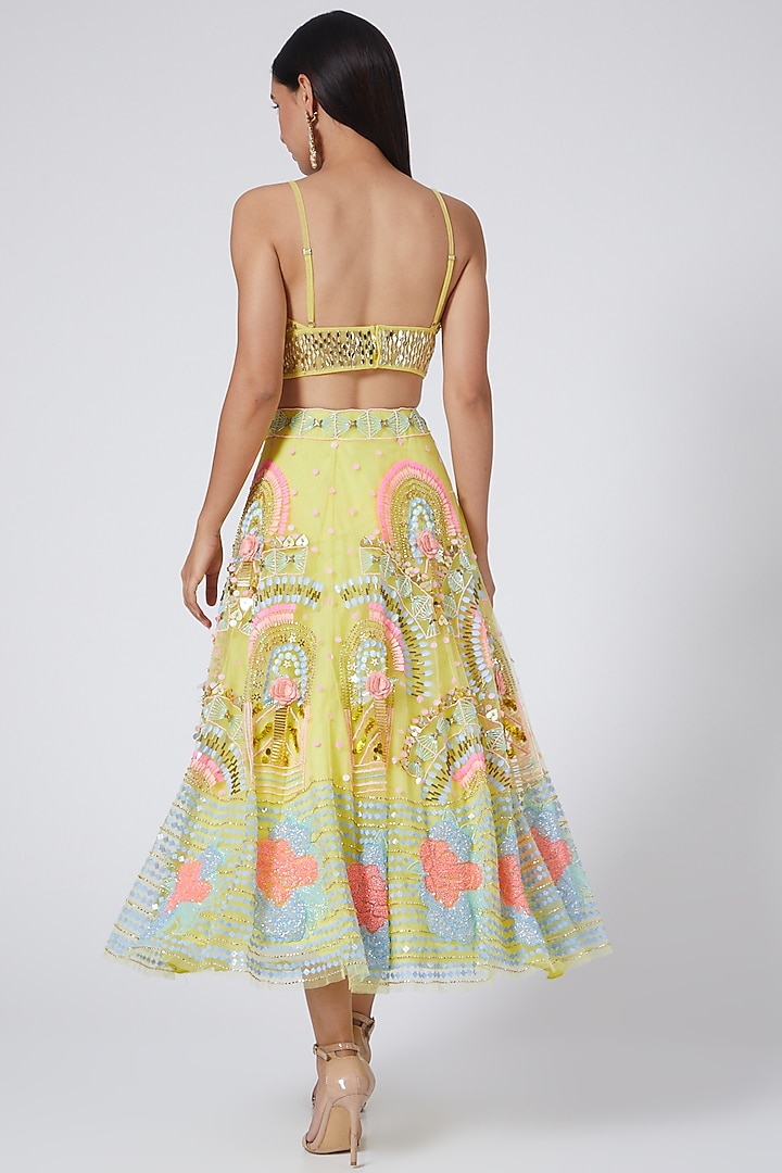 Lime Embellished Skirt Set by Papa Don't Preach by Shubhika at Pernia's Pop Up Shop