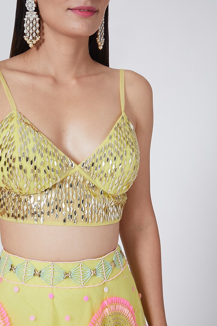 Lime Embellished Skirt Set by Papa Don't Preach by Shubhika at Pernia's Pop Up Shop