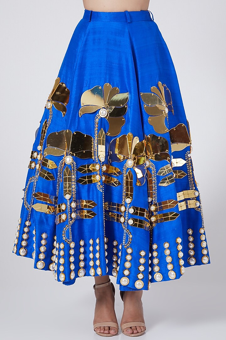 Electric Blue Embellished Bridal Lehenga Set by Papa Don't Preach by Shubhika at Pernia's Pop Up Shop