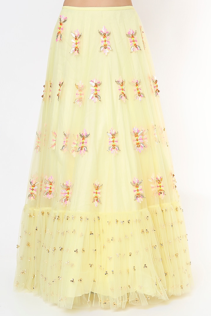 Yellow Tulle Bridal Lehenga Set by Papa Don't Preach by Shubhika at Pernia's Pop Up Shop