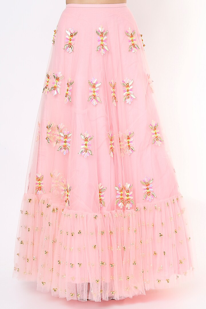 Pink Tulle Bridal Lehenga Set by Papa Don't Preach by Shubhika at Pernia's Pop Up Shop