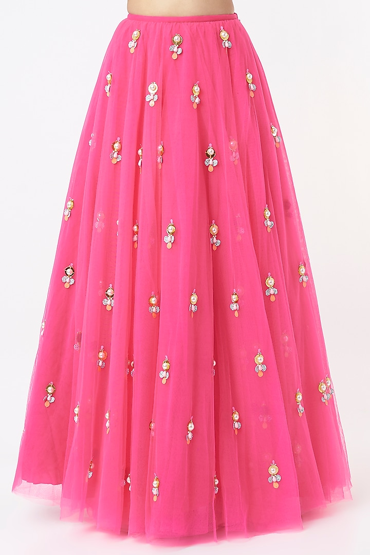 Hot Pink Embroidered Wedding Lehenga Set by Papa Don't Preach by Shubhika at Pernia's Pop Up Shop