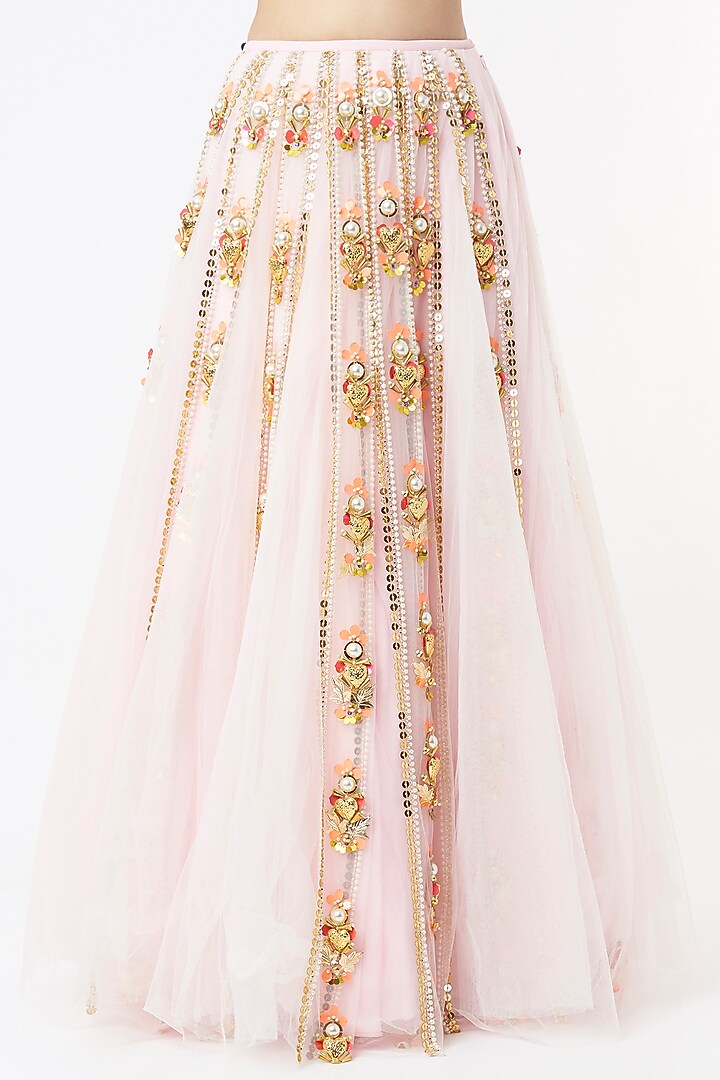 Blush Pink Embroidered Bridal Lehenga Set by Papa Don't Preach by Shubhika at Pernia's Pop Up Shop