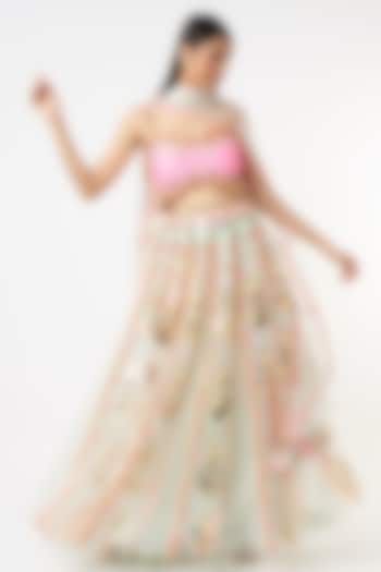 Mint Embroidered Bridal Lehenga Set by Papa Don't Preach by Shubhika at Pernia's Pop Up Shop
