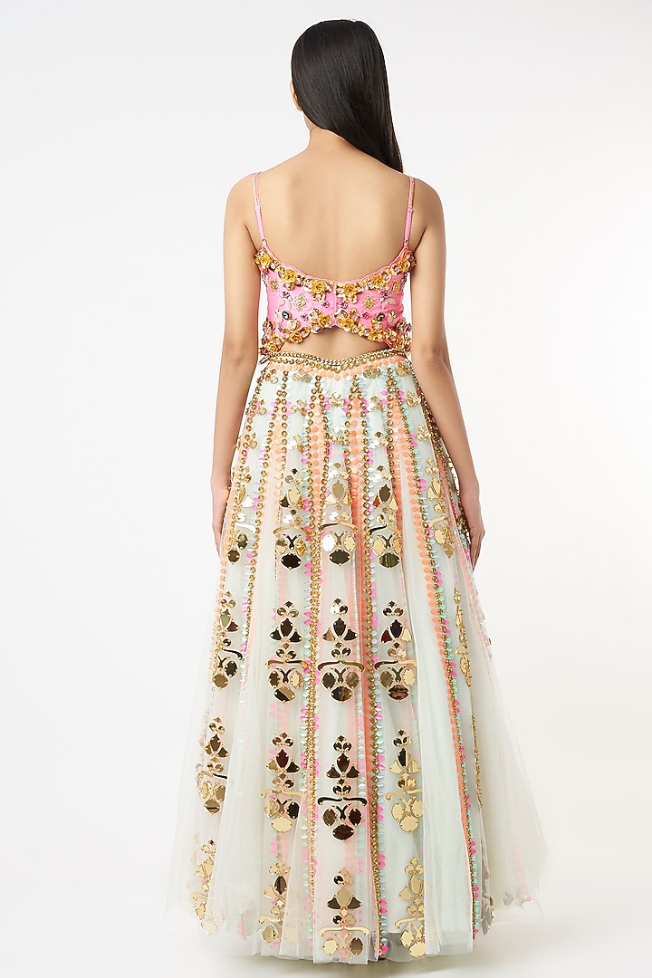 Mint Embroidered Bridal Lehenga Set by Papa Don't Preach by Shubhika at Pernia's Pop Up Shop