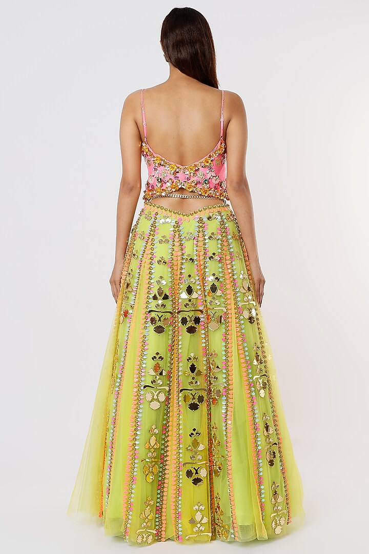 Lime Green Shaded Embroidered Bridal Lehenga Set by Papa Don't Preach by Shubhika at Pernia's Pop Up Shop